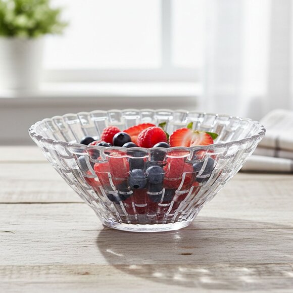 Nachtmann Bossa Nova Crystal Bowl Fine Bavarian Glass Serving Dish Basket Weave - Picture 1 of 10